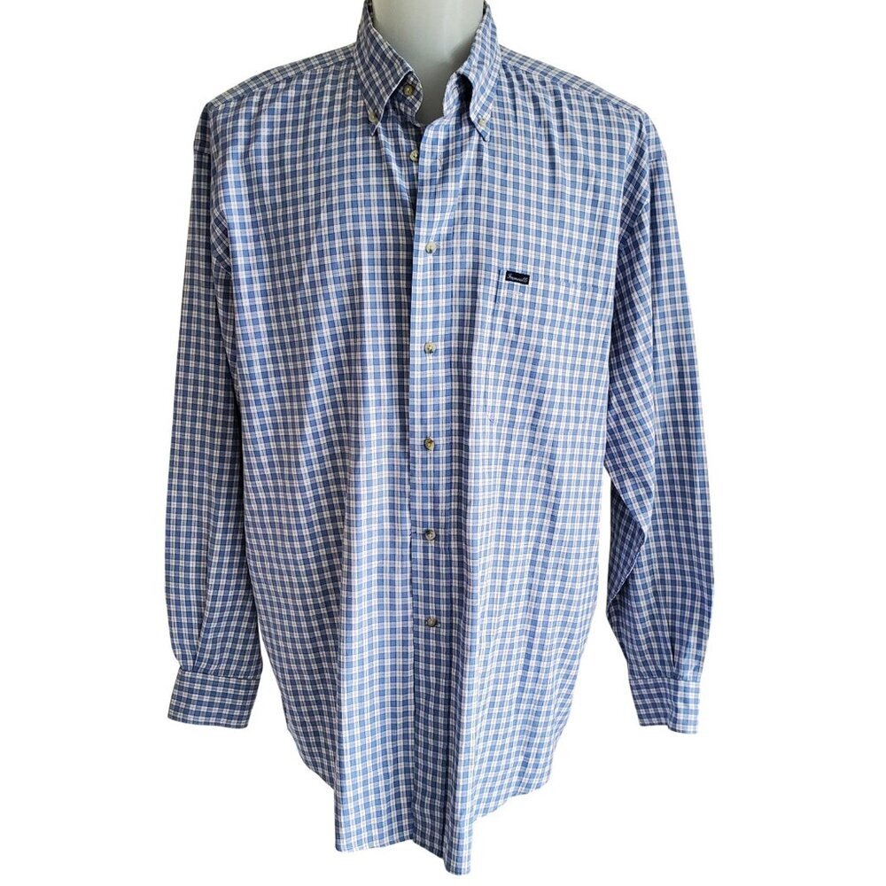 Façonnable White & Blue Checked Color Like New Condition Big & Tall Size XXLL